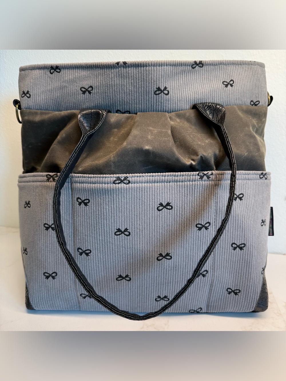 RSD Phoebe Bag Bundle Gray Bow Corduroy + Lizzy Polly Cosmetic